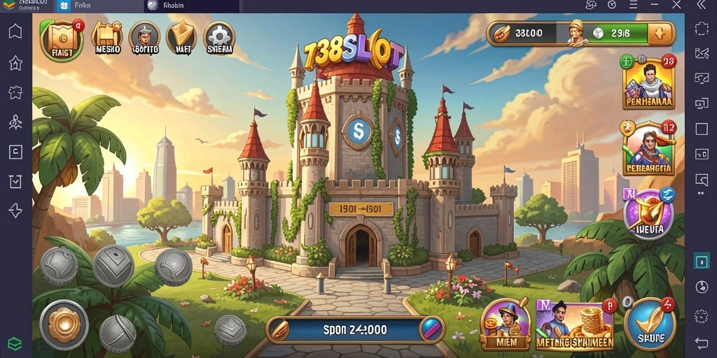 Tampilan gameplay <strong>738SLOT</strong> yang seru dan menantang dalam Tower Defense.