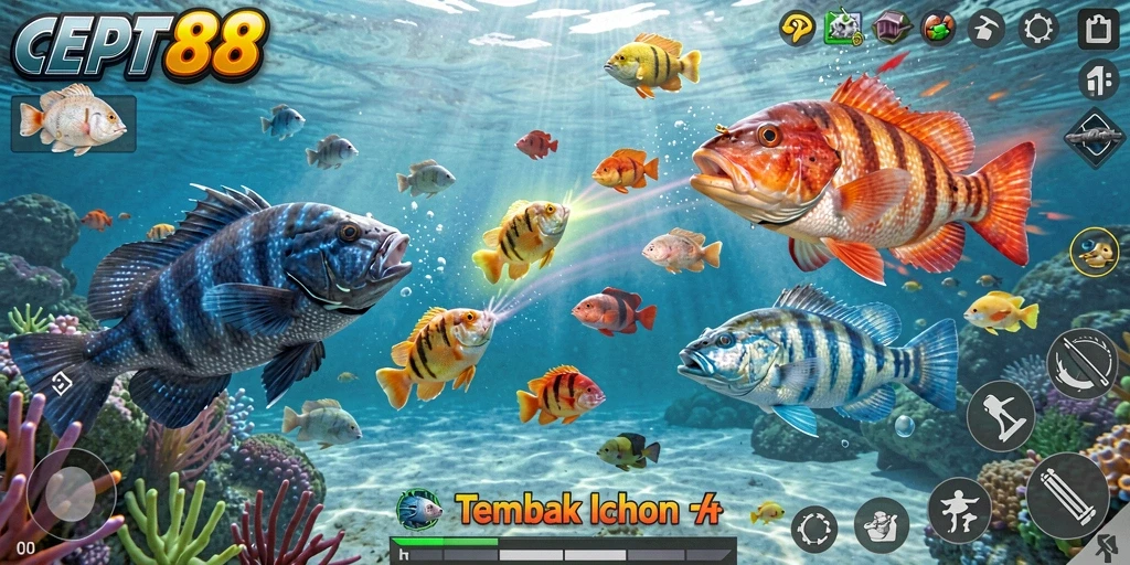 Screenshot gameplay Tembak Ikan yang seru dan menarik.
