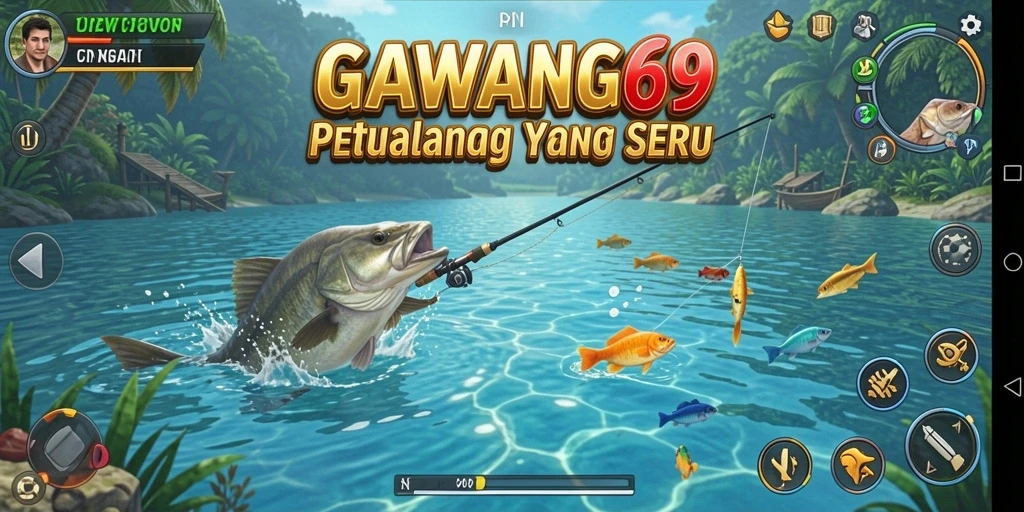Tampilan gameplay GAWANG69 yang realistis saat memancing.