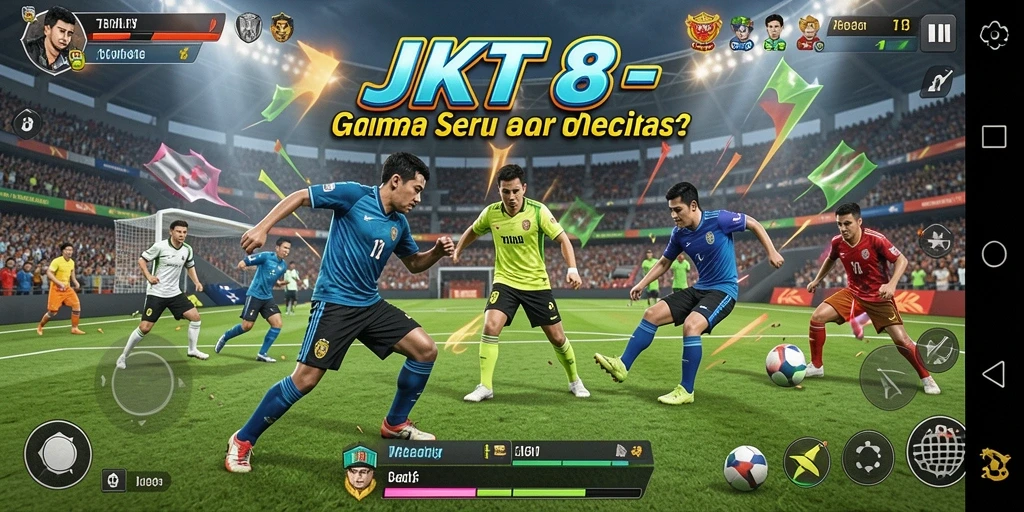 Tampilan gameplay JKT8 yang seru dan mendebarkan.