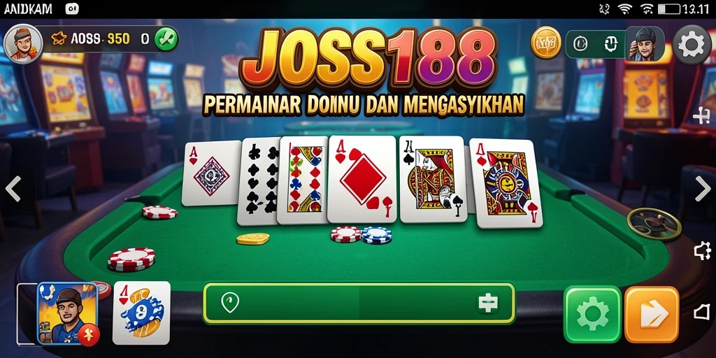 Screenshot utama JOSS188 menampilkan gameplay Domino yang menarik dan seru.