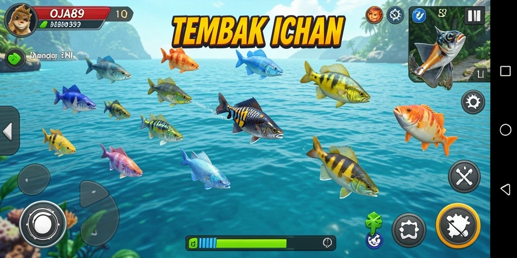 Gameplay yang seru dengan aksi tembak ikan yang menegangkan.